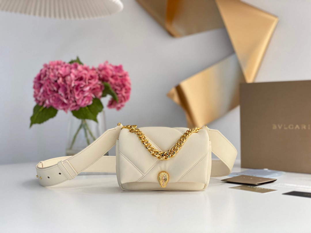 Bvlgari 291946 Serpenti Cabochon Maxi Chain Crossbody Mini Bag Ivory - Default Title - View 1