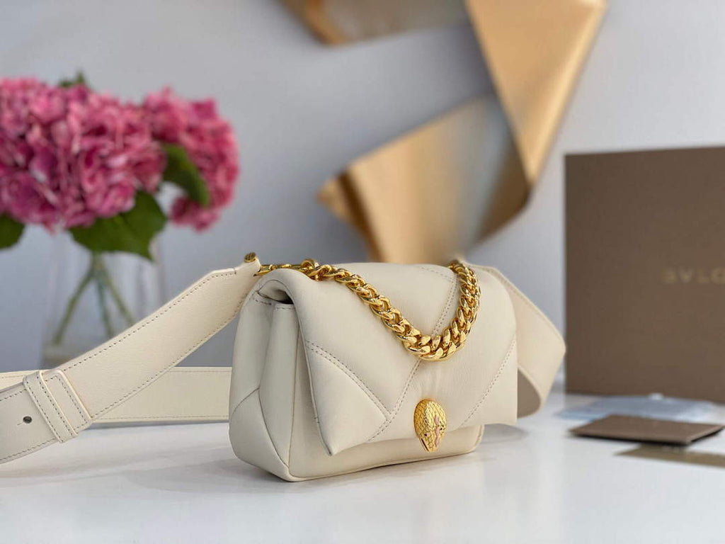 Bvlgari 291946 Serpenti Cabochon Maxi Chain Crossbody Mini Bag Ivory