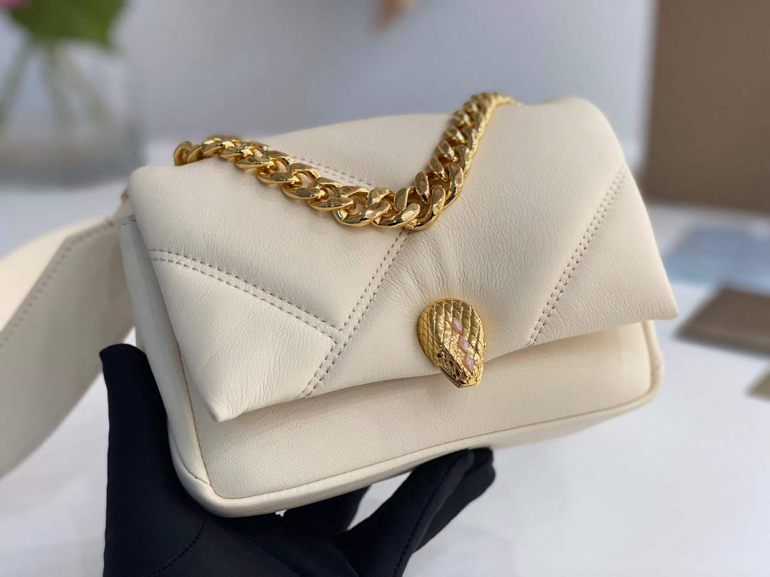 Bvlgari 291946 Serpenti Cabochon Maxi Chain Crossbody Mini Bag Ivory