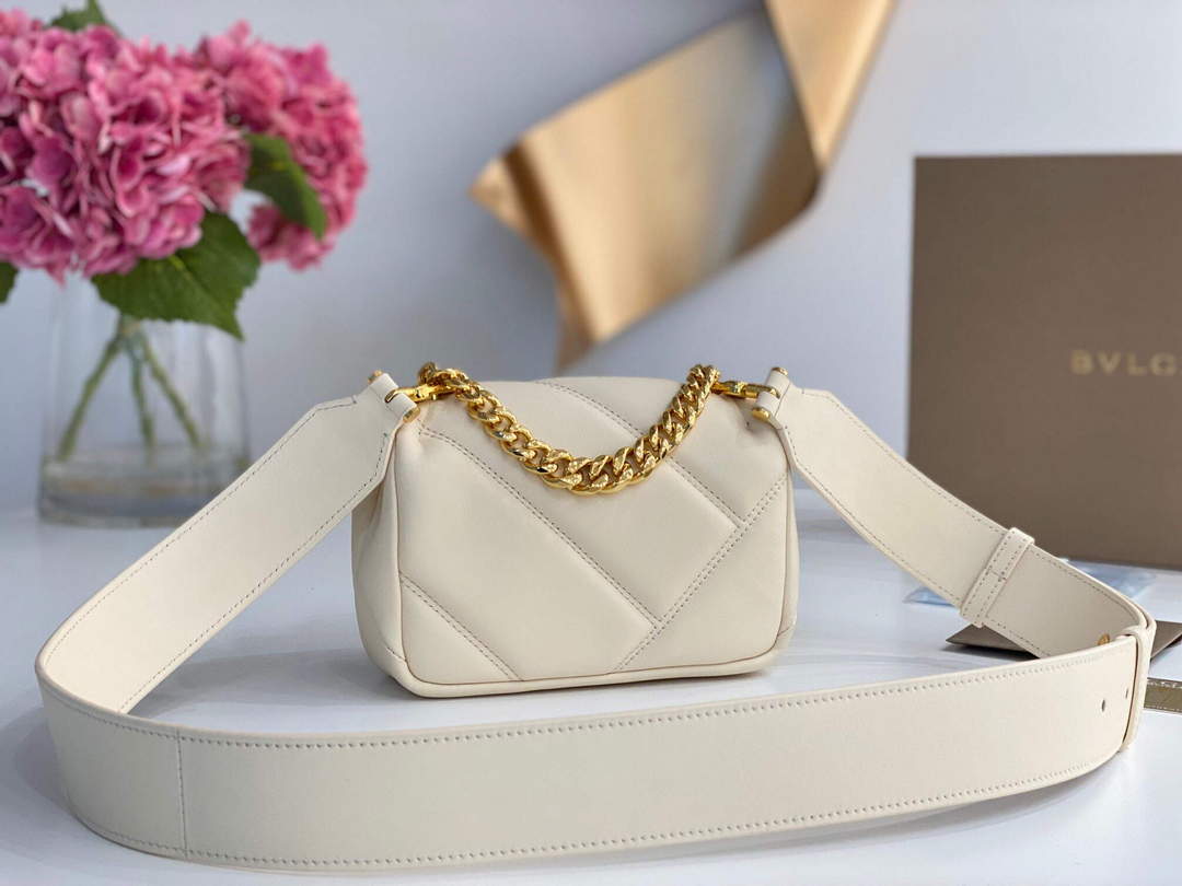 Bvlgari 291946 Serpenti Cabochon Maxi Chain Crossbody Mini Bag Ivory