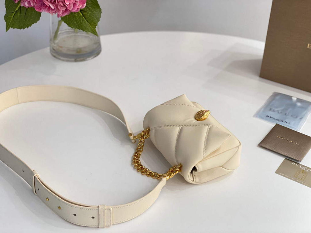 Bvlgari 291946 Serpenti Cabochon Maxi Chain Crossbody Mini Bag Ivory