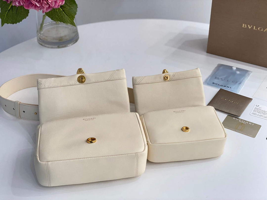 Bvlgari 291946 Serpenti Cabochon Maxi Chain Crossbody Mini Bag Ivory