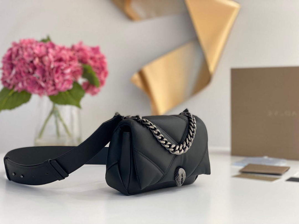 Bvlgari 291946 Serpenti Cabochon Maxi Chain Crossbody Mini Bag Black
