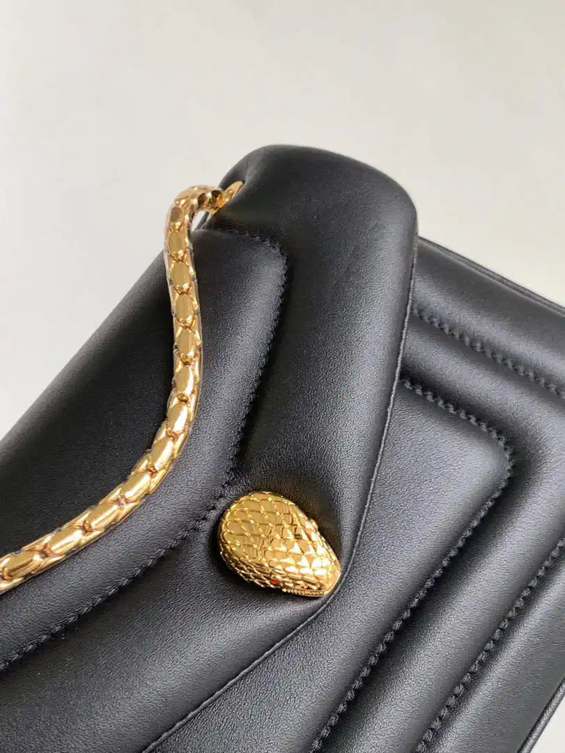Bvlgari Serpenti Reverse Small Shoulder Bag 292123 Black