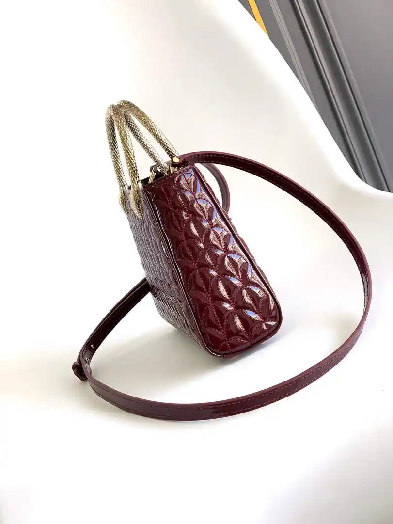 Bvlgari Serpentine Duo Top Handle 294298 Wine Red