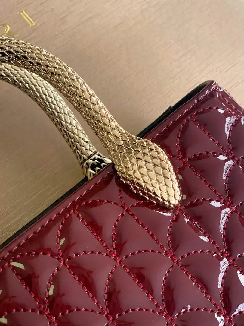 Bvlgari Serpentine Duo Top Handle 294298 Wine Red