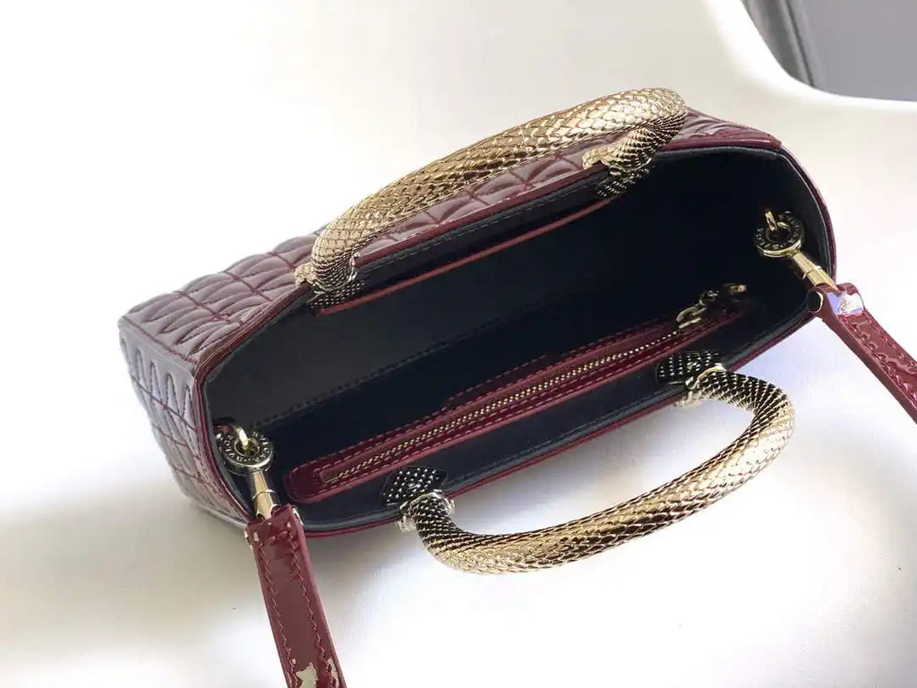 Bvlgari Serpentine Duo Top Handle 294298 Wine Red