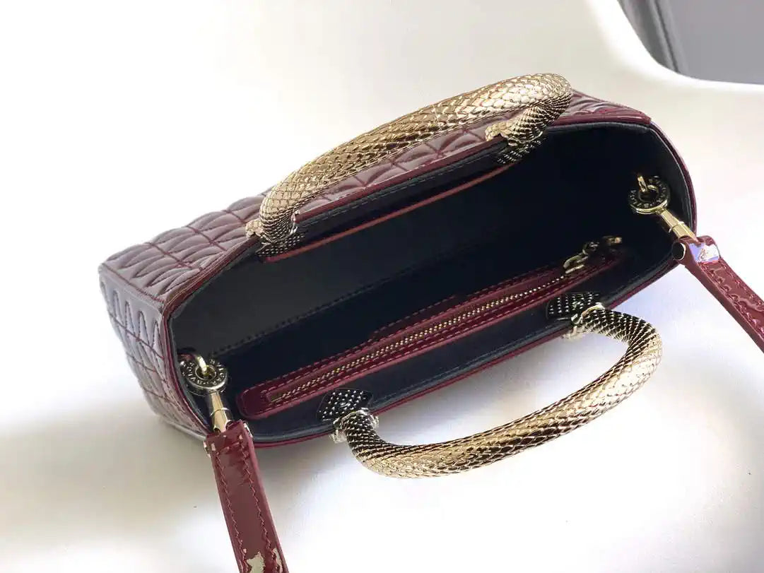 Bvlgari Serpentine Duo Top Handle 294298 Wine Red