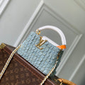 Louis Vuitton LV M28305 Capucines Mini Bag Blue Denim