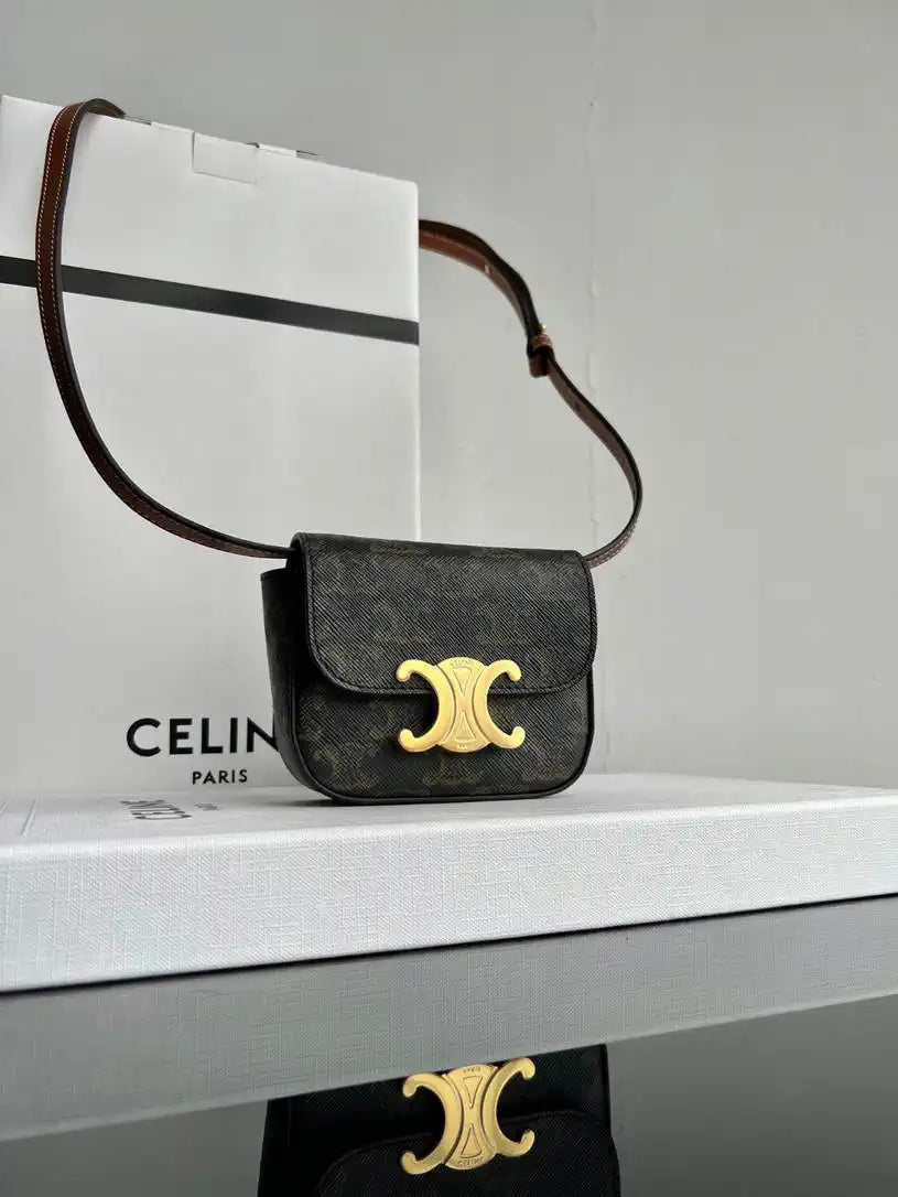 Celine 10I513 MINI CLAUDE IN TRIOMPHE CANVAS and calfskin