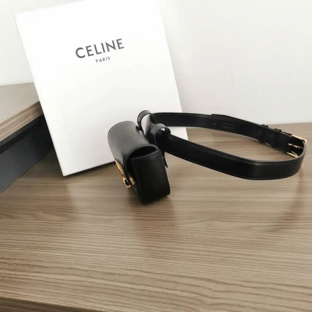 Celine 10I513 MINI CLAUDE IN Shiny calfskin Black