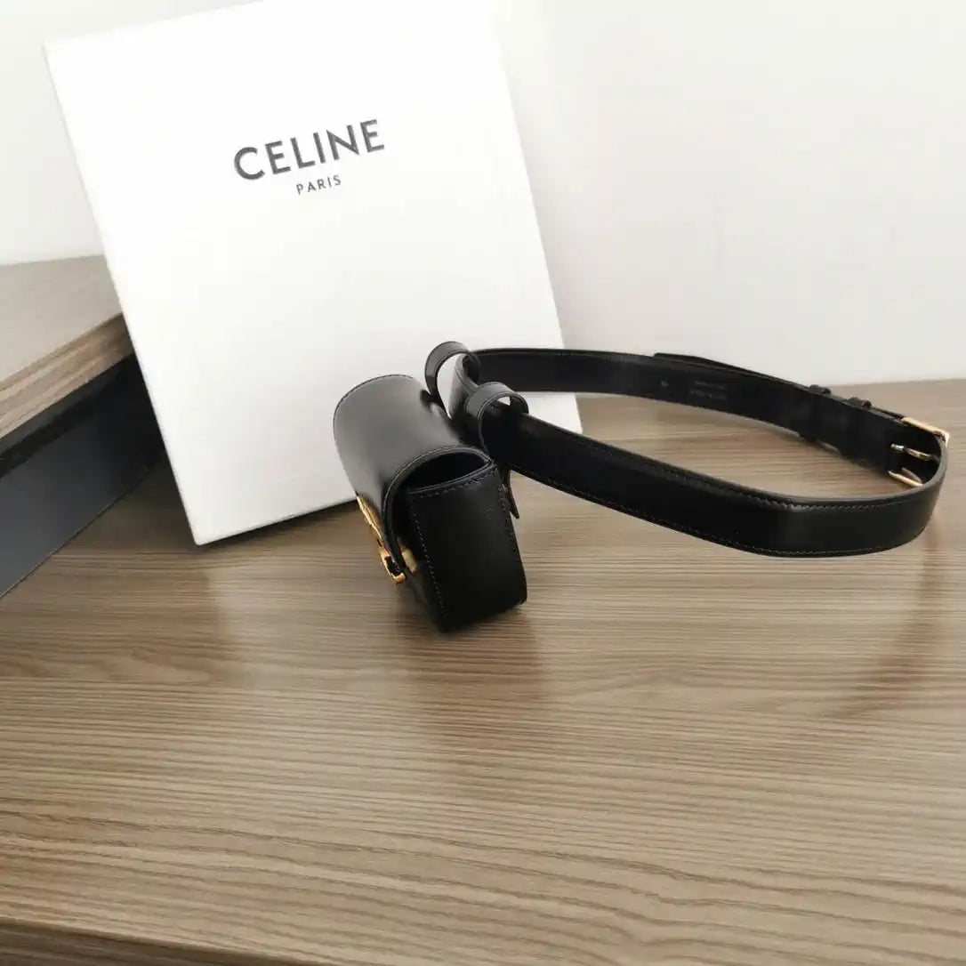 Celine 10I513 MINI CLAUDE IN Shiny calfskin Black