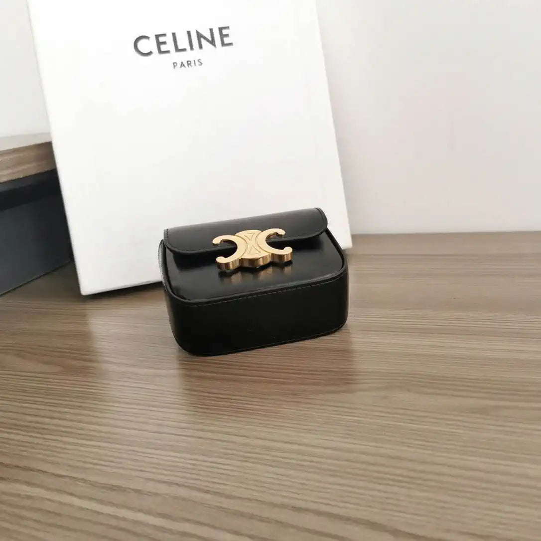 Celine 10I513 MINI CLAUDE IN Shiny calfskin Black