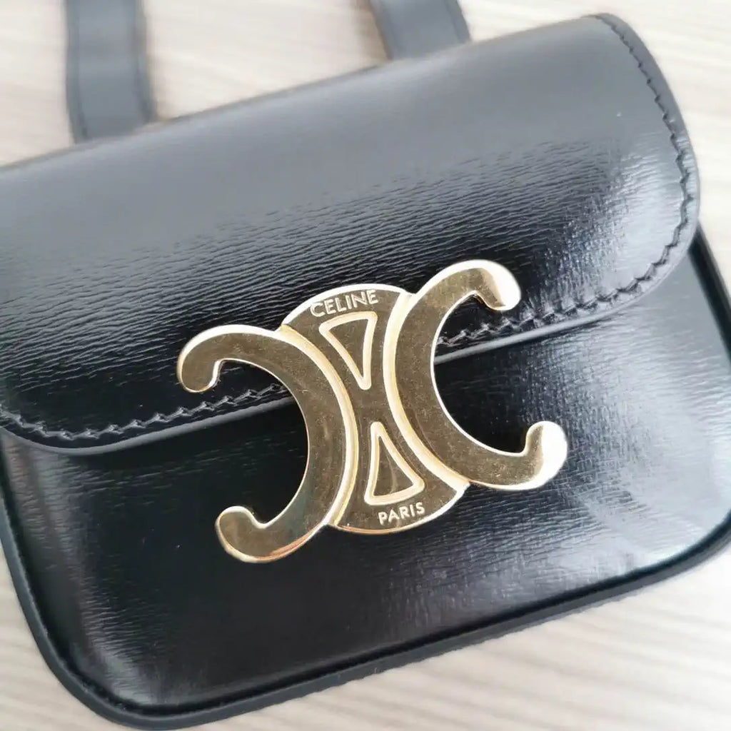 Celine 10I513 MINI CLAUDE IN Shiny calfskin Black