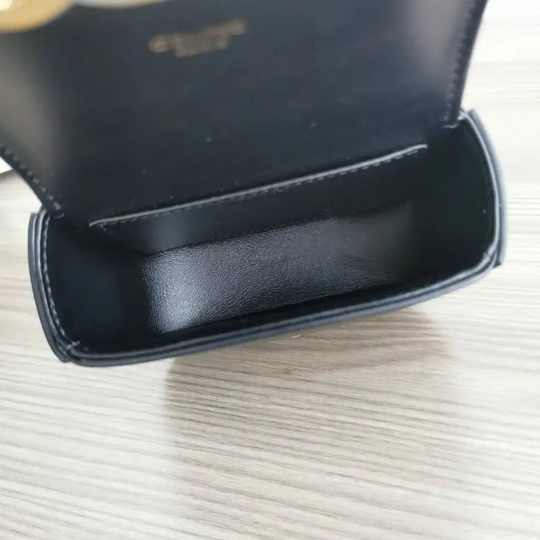 Celine 10I513 MINI CLAUDE IN Shiny calfskin Black