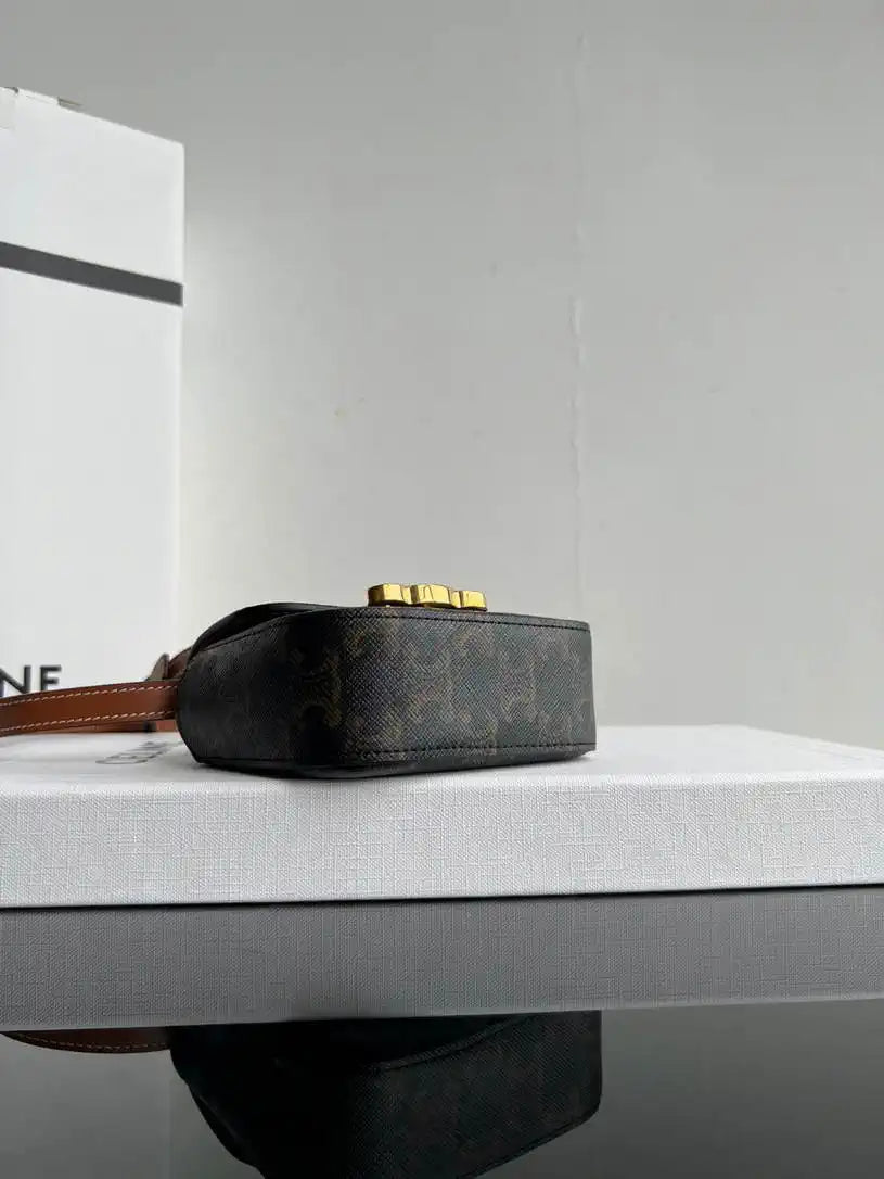 Celine 10I513 MINI CLAUDE IN TRIOMPHE CANVAS and calfskin