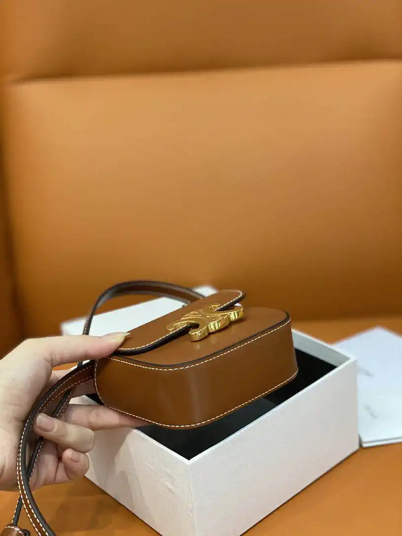 Celine 10I513 MINI CLAUDE IN Shiny calfskin Brown
