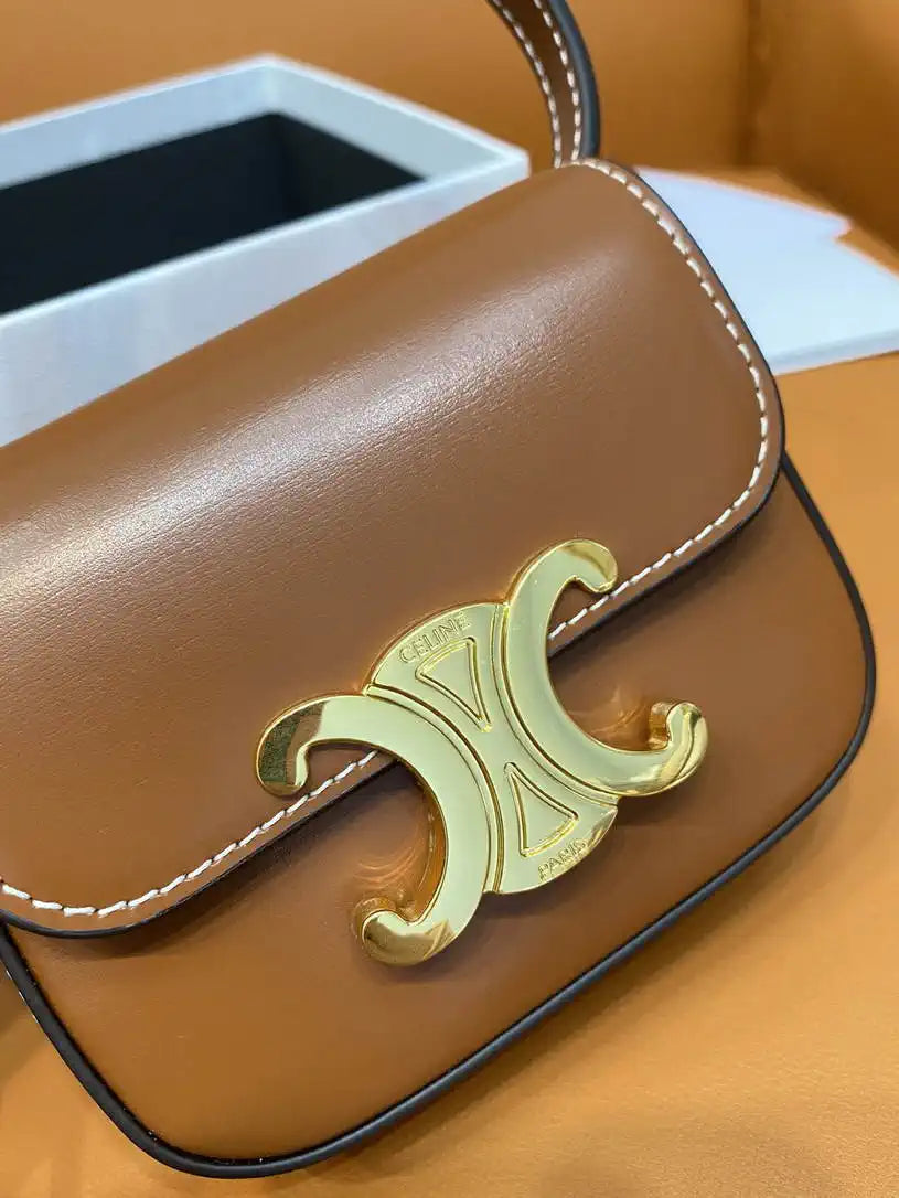 Celine 10I513 MINI CLAUDE IN Shiny calfskin Brown