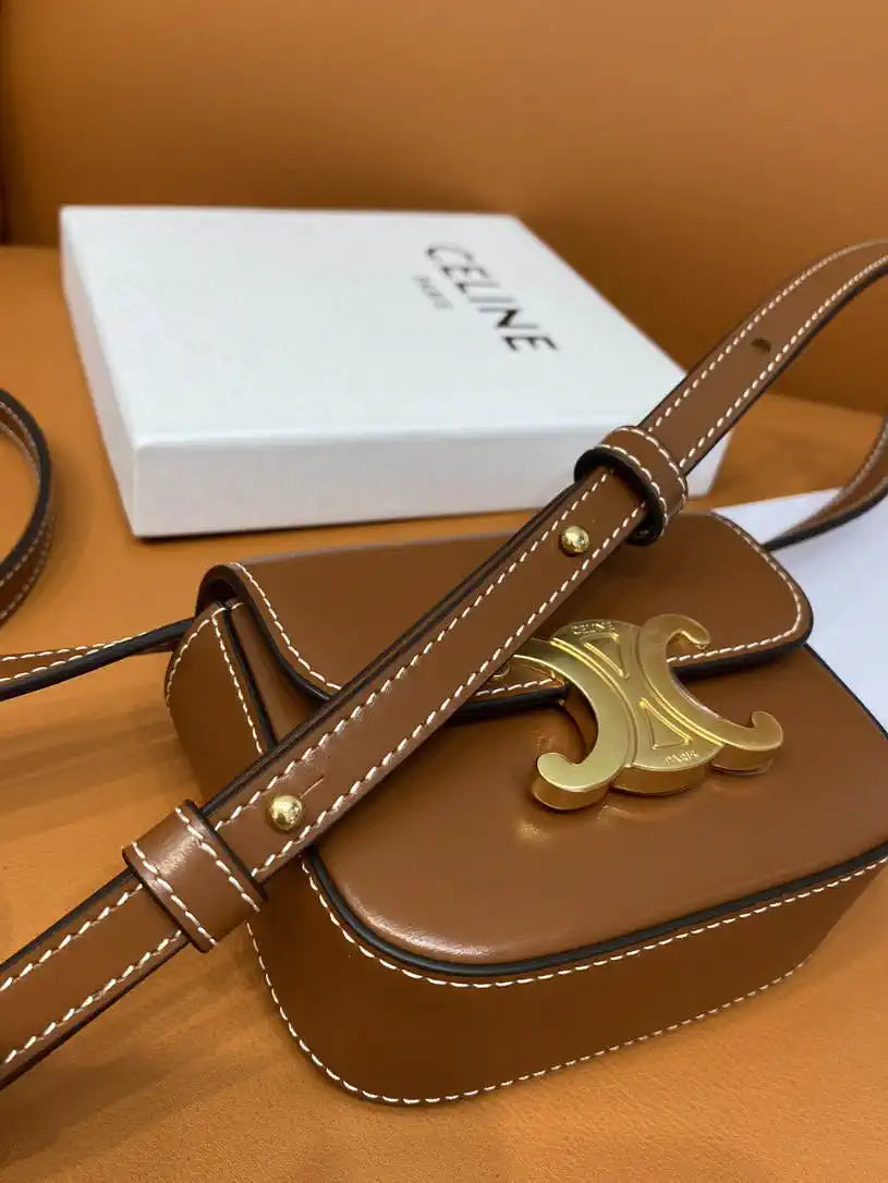 Celine 10I513 MINI CLAUDE IN Shiny calfskin Brown