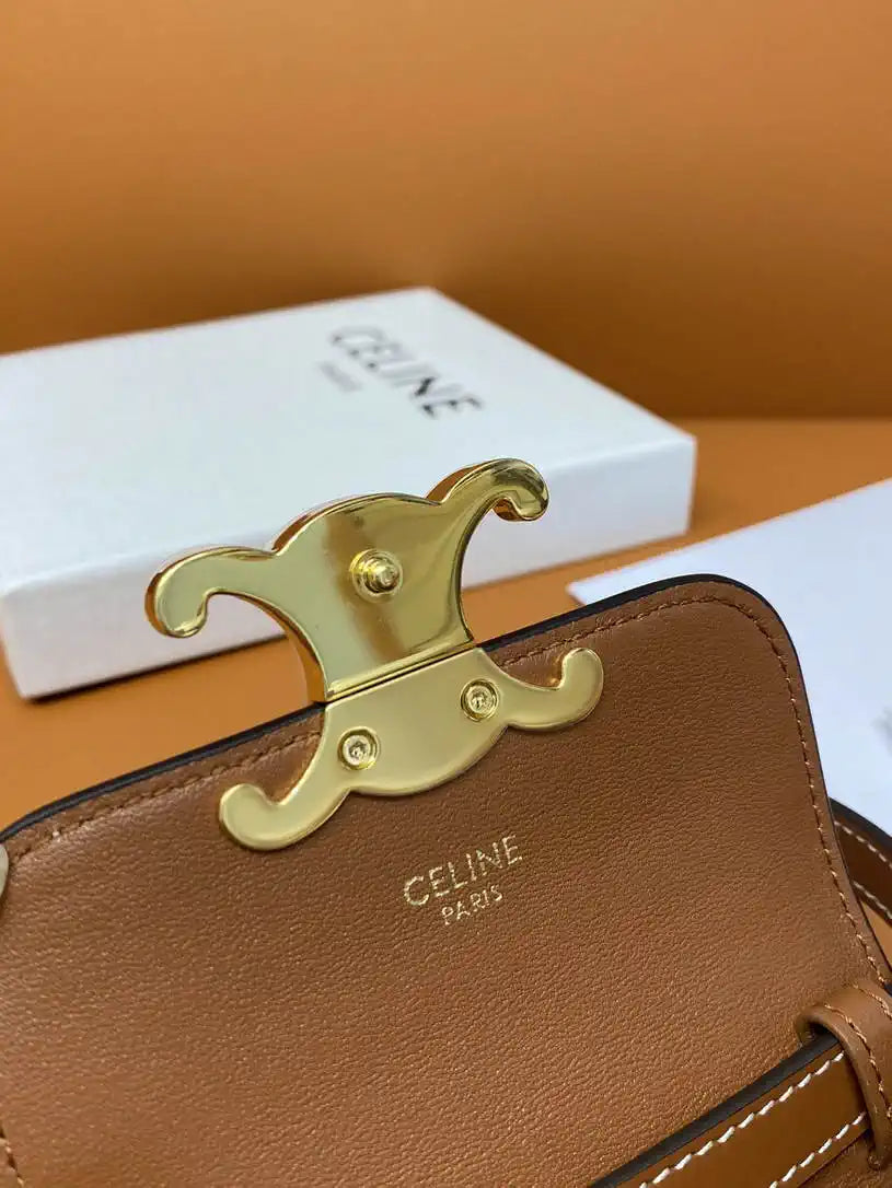 Celine 10I513 MINI CLAUDE IN Shiny calfskin Brown