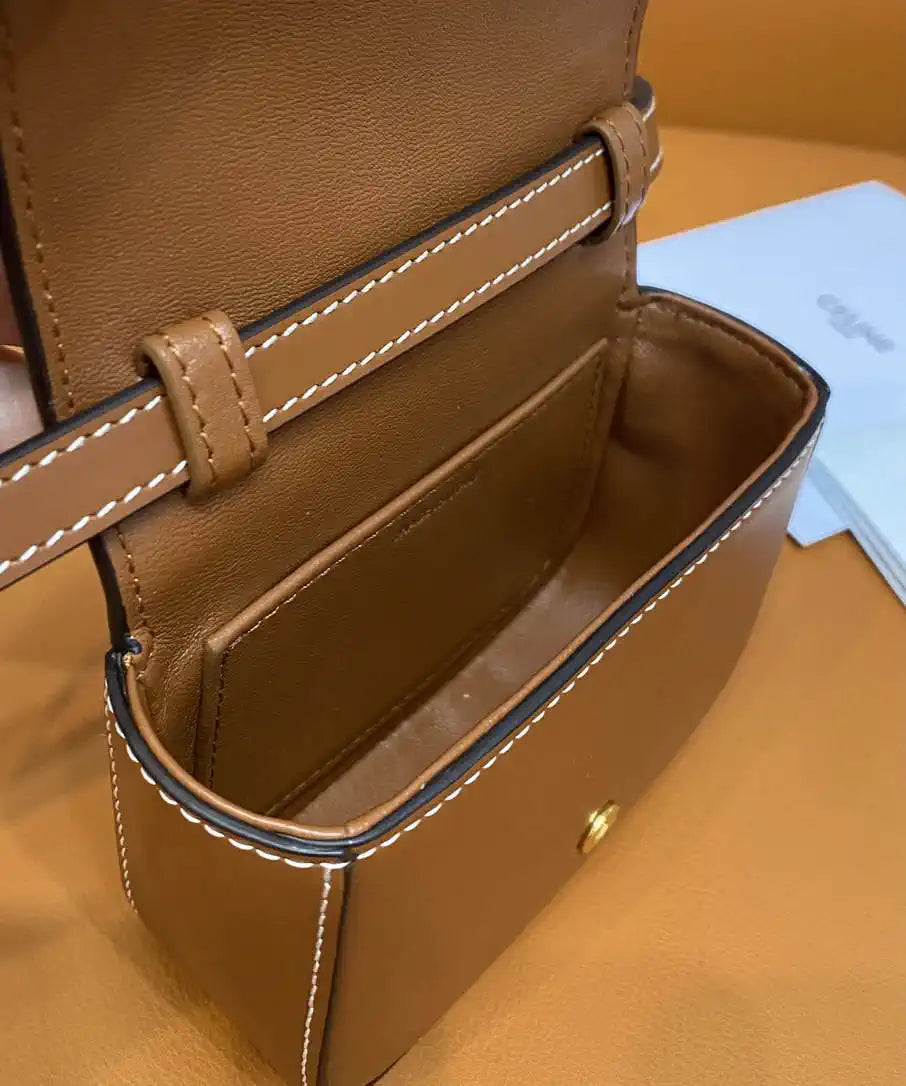 Celine 10I513 MINI CLAUDE IN Shiny calfskin Brown
