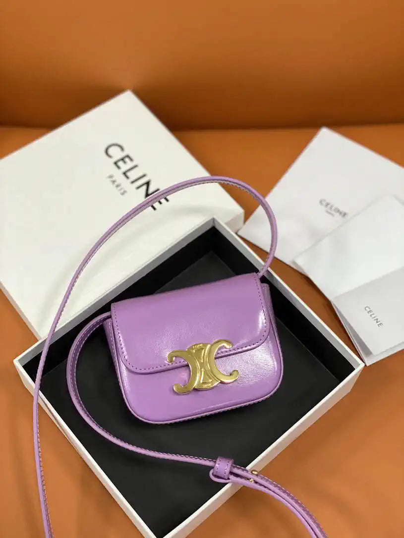 Celine 10I513 MINI CLAUDE IN Shiny calfskin Purple