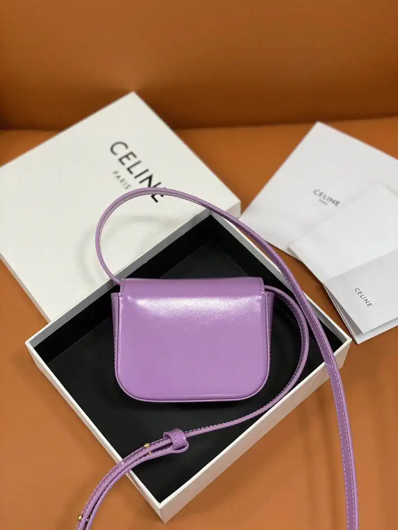 Celine 10I513 MINI CLAUDE IN Shiny calfskin Purple