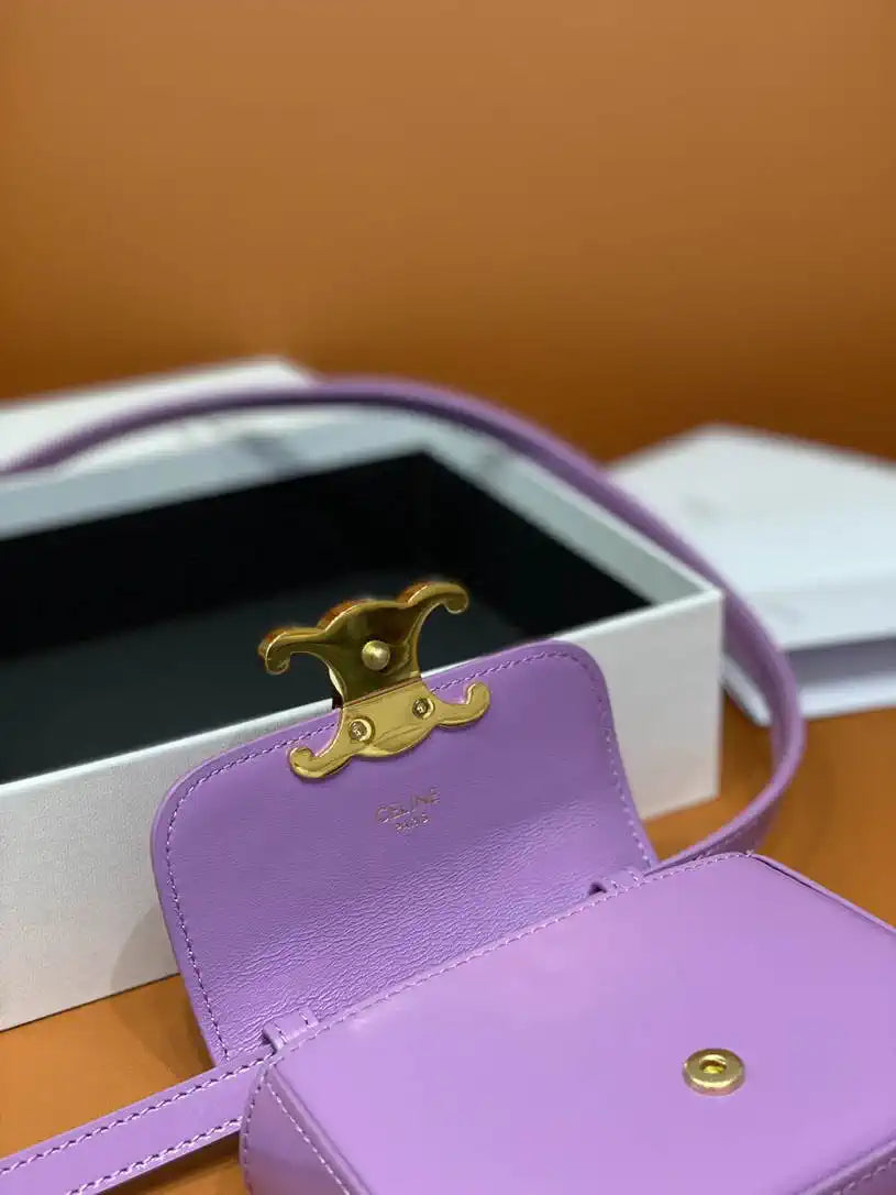 Celine 10I513 MINI CLAUDE IN Shiny calfskin Purple