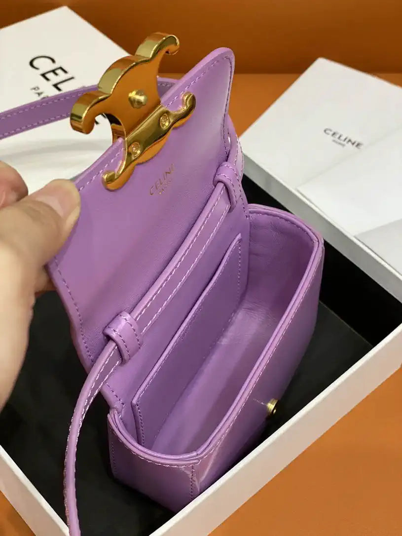Celine 10I513 MINI CLAUDE IN Shiny calfskin Purple