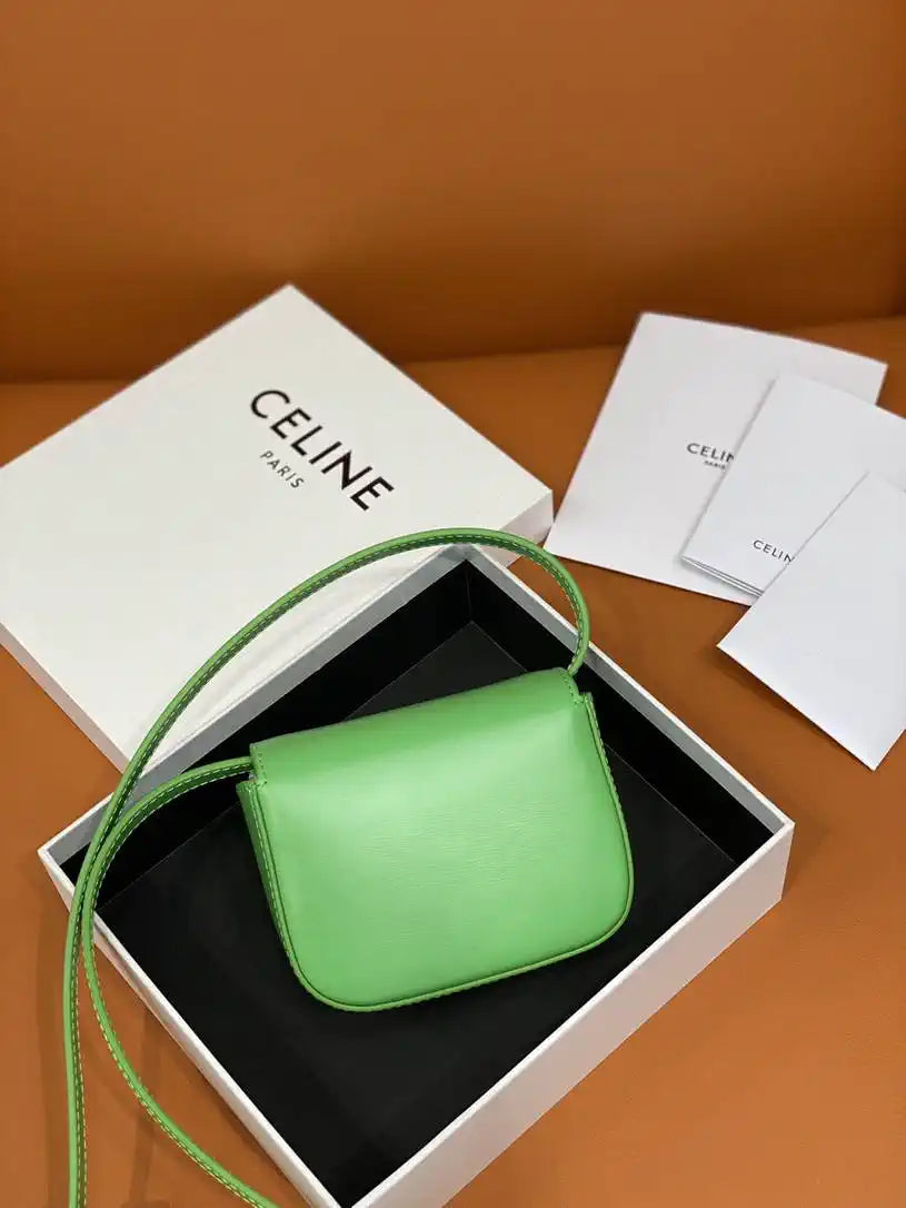 Celine 10I513 MINI CLAUDE IN Shiny calfskin Green