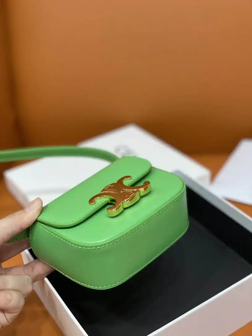 Celine 10I513 MINI CLAUDE IN Shiny calfskin Green