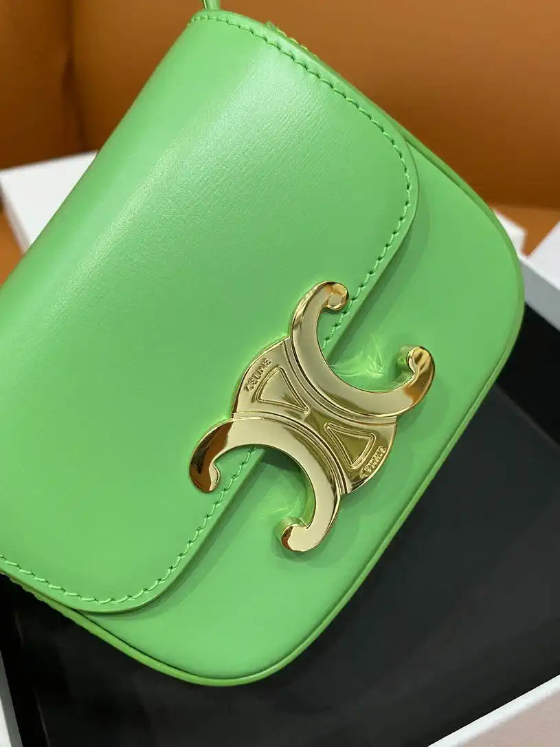 Celine 10I513 MINI CLAUDE IN Shiny calfskin Green
