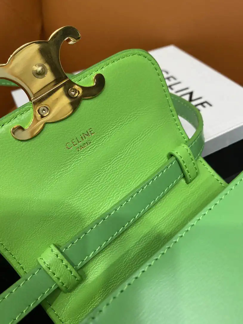Celine 10I513 MINI CLAUDE IN Shiny calfskin Green