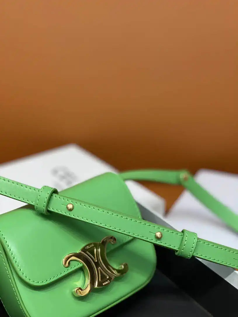 Celine 10I513 MINI CLAUDE IN Shiny calfskin Green