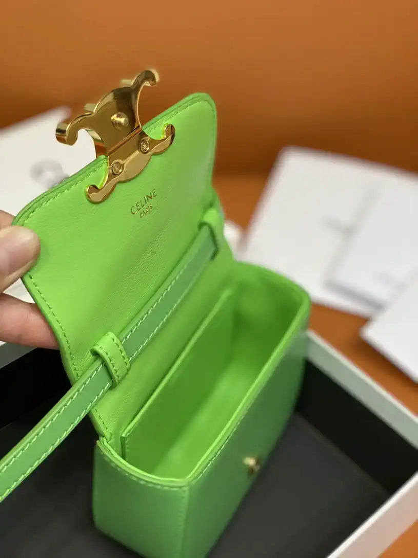 Celine 10I513 MINI CLAUDE IN Shiny calfskin Green
