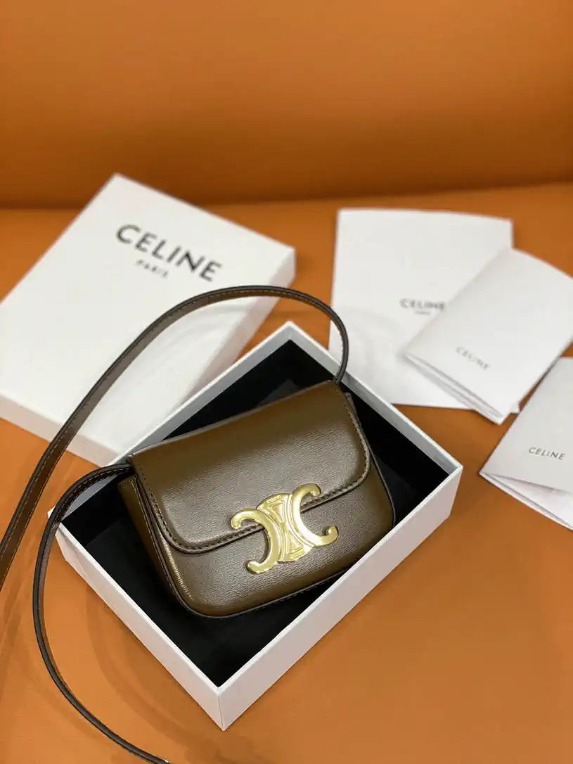 Celine 10I513 MINI CLAUDE IN Shiny calfskin Dark Brown