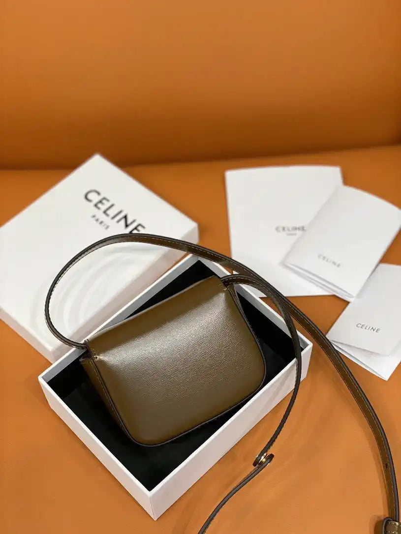 Celine 10I513 MINI CLAUDE IN Shiny calfskin Dark Brown