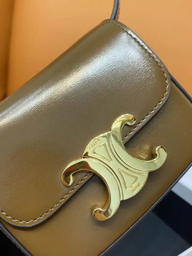 Celine 10I513 MINI CLAUDE IN Shiny calfskin Dark Brown