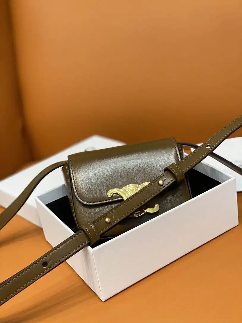 Celine 10I513 MINI CLAUDE IN Shiny calfskin Dark Brown