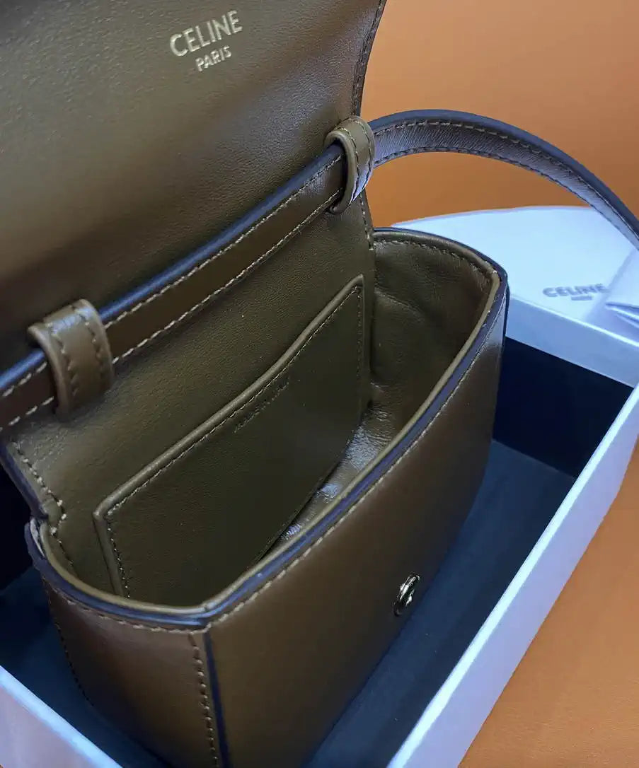 Celine 10I513 MINI CLAUDE IN Shiny calfskin Dark Brown