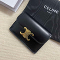 Celine 10I583 Card Holder With Flap Triomphe In Shiny Calfskin Black - Default Title - View 1