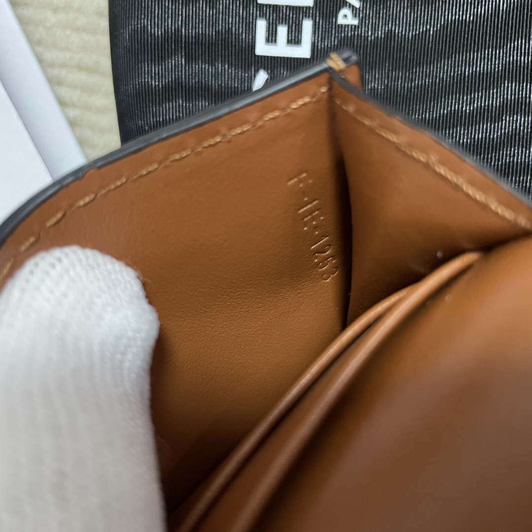 Celine 10I583 Card Holder With Flap Triomphe In Triomphe Canvas Tan - Default Title - View 8