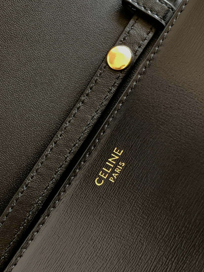 Celine 10J733 CUIR TRIOMPHE Calfskin leather WOC Black