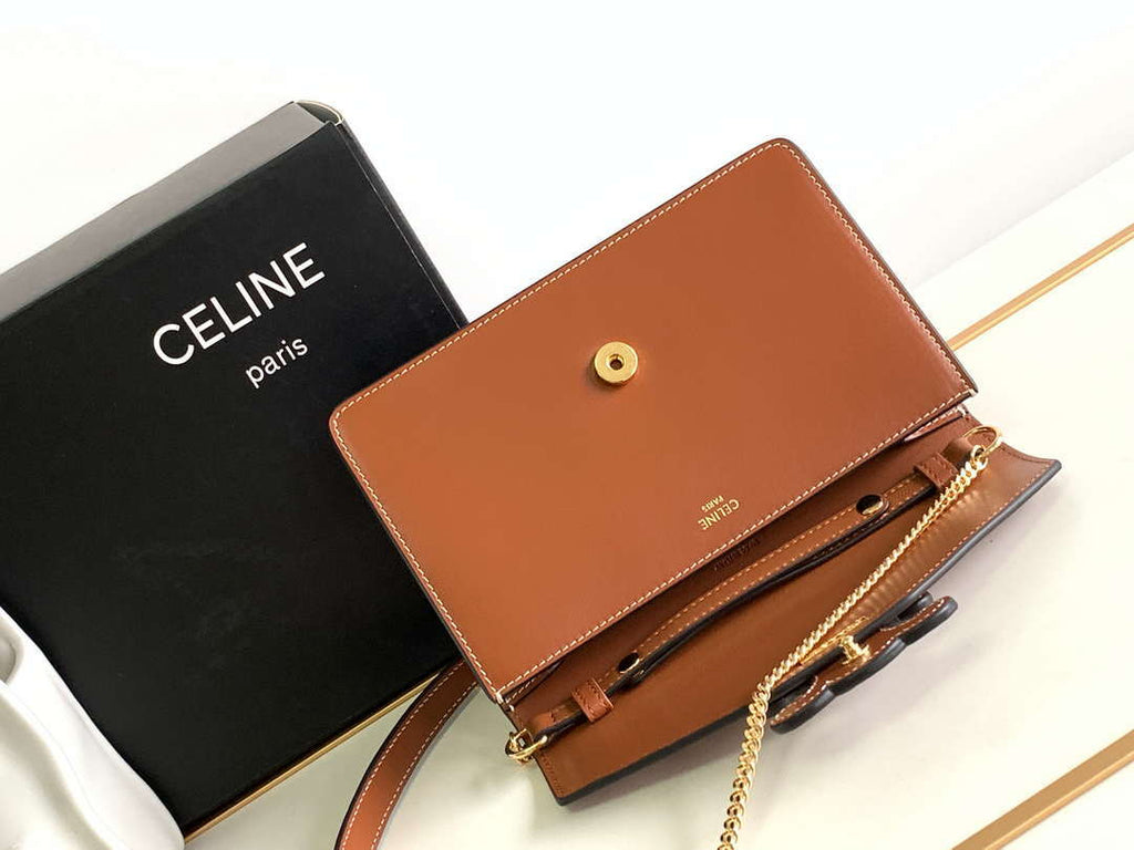 Celine 10J733 CUIR TRIOMPHE Calfskin leather WOC Brown