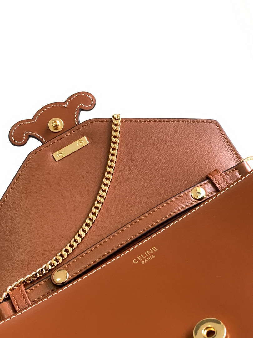Celine 10J733 CUIR TRIOMPHE Calfskin leather WOC Brown