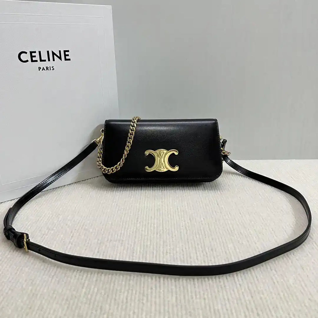 Celine 10L973GCH MULTIPOCHETTE IN SHINY CALFSKIN Black