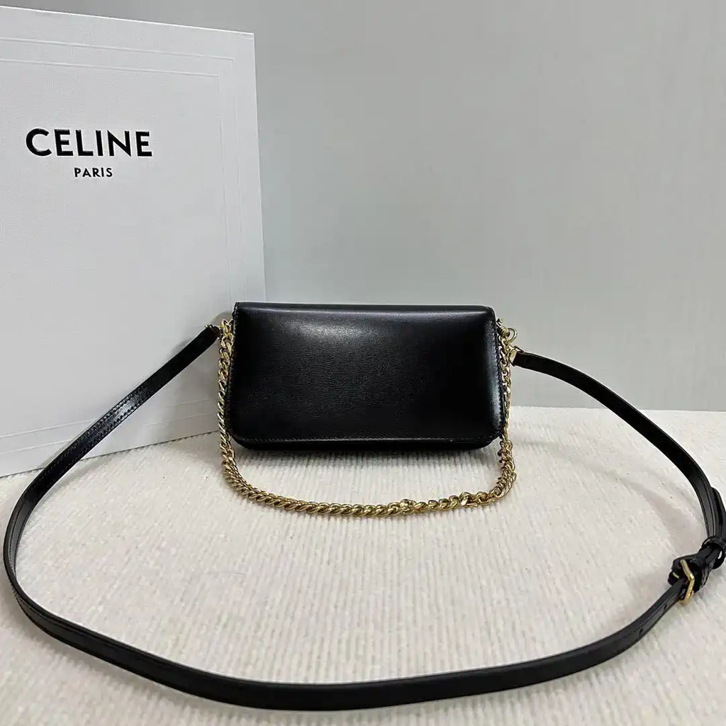 Celine 10L973GCH MULTIPOCHETTE IN SHINY CALFSKIN Black