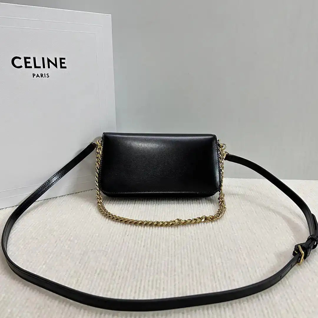Celine 10L973GCH MULTIPOCHETTE IN SHINY CALFSKIN Black