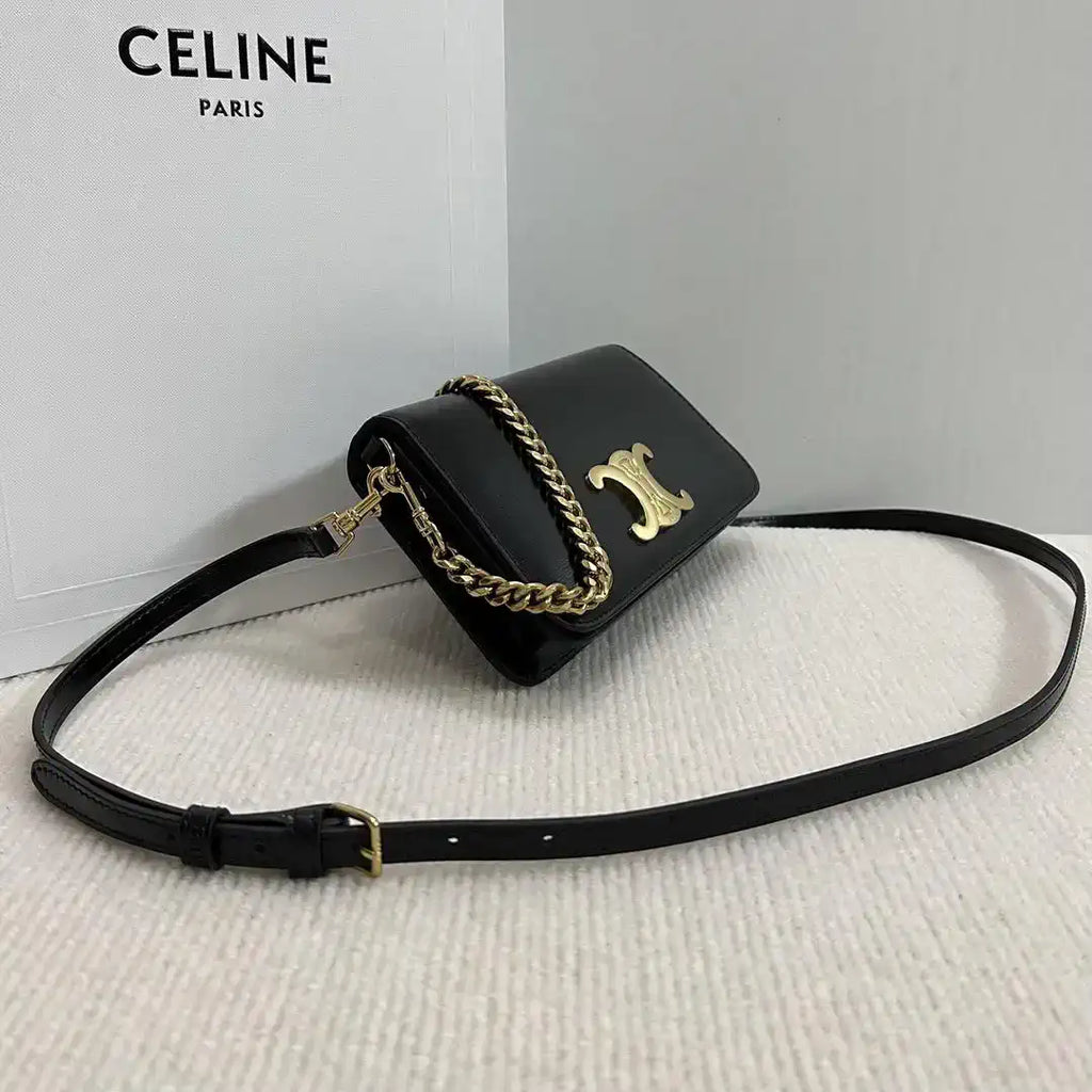 Celine 10L973GCH MULTIPOCHETTE IN SHINY CALFSKIN Black