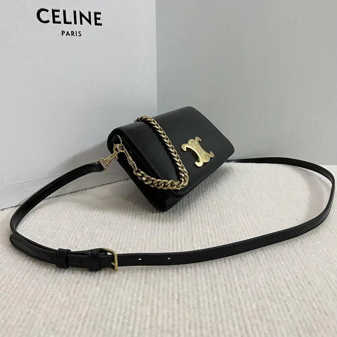 Celine 10L973GCH MULTIPOCHETTE IN SHINY CALFSKIN Black